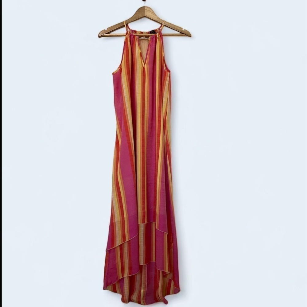 2/$30 Mlle Gabrielle maxi high-low haulter tiered dress multicolored. SZ S - Picture 14 of 15